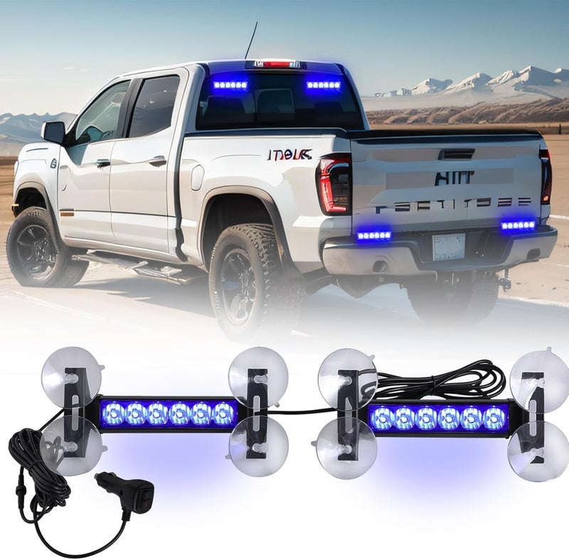 Tiannor 2X 6.1 بوصة أضواء طوارئ وامضة زرقاء 12 LED تحذير خطر وامض أمان أمامية/خلفية لسيارات الشرطة ورجال الإطفاء وسيارات الإسعاف والشاحنات والسيارات - Image 1